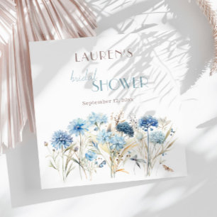 Blue Cornflowers Wildflowers Bridal Shower Napkin