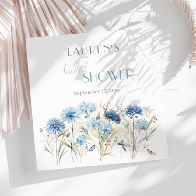 Blue Cornflowers Wildflowers Bridal Shower Napkin (Creator Uploaded)
