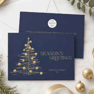 Blue Corporate Business Logo Holiday Card