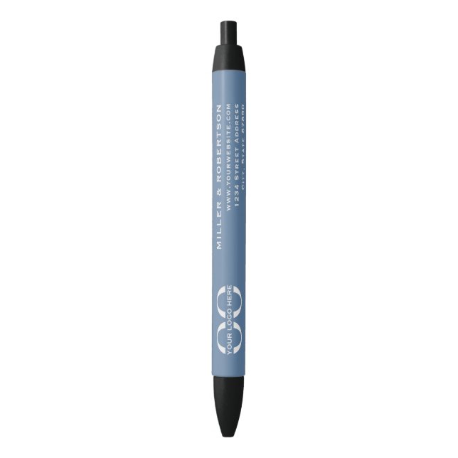 Blue Corporate Company Logo Branded Ink Pen (Front Vertical)