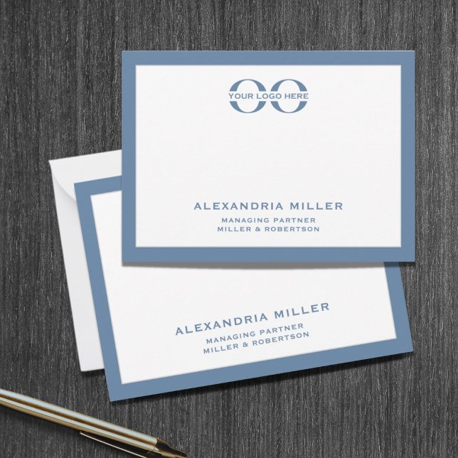 Blue Corporate Logo Branded Dual Sided Note Card (Creator Uploaded)