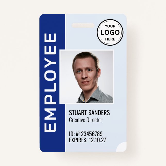 Blue Corporate Logo Employee Photo Badge ID Badge (Front)