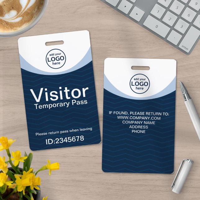 Blue Corporate Visitor Pass ID Custom Logo Badge (Creator Uploaded)