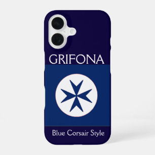 BLUE CORSAIR STYLE octagon cross iPhone 16 Case