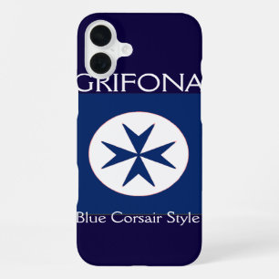 BLUE CORSAIR STYLE octagon cross iPhone 16 Plus Case
