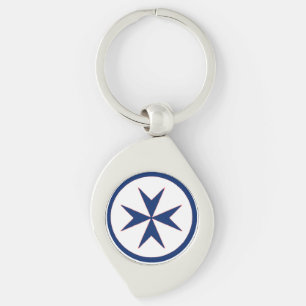 BLUE CORSAIR STYLE octagon cross Key Ring