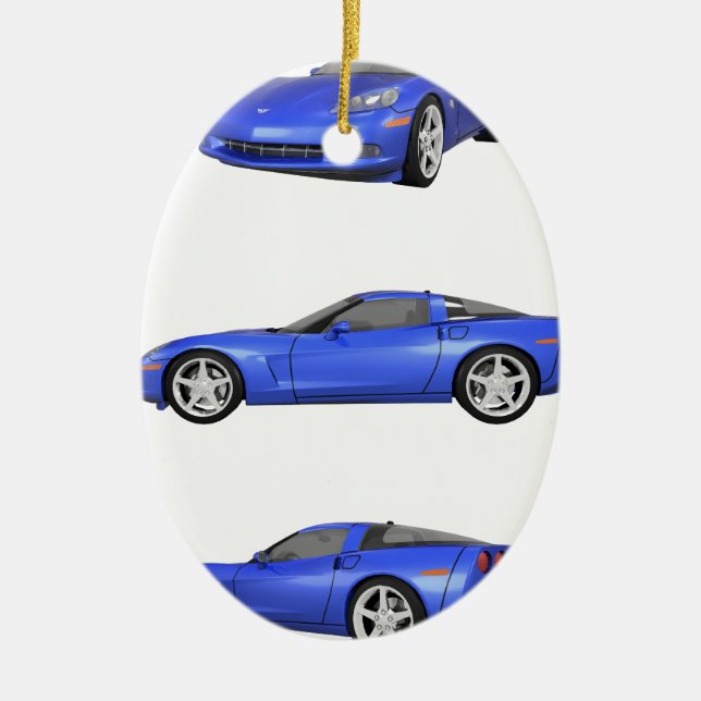 Blue Corvette: Ceramic Ornament (Front)