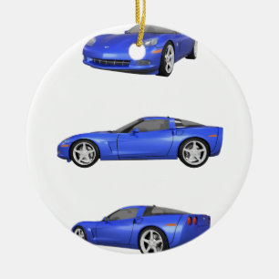 Blue Corvette: Ceramic Tree Decoration