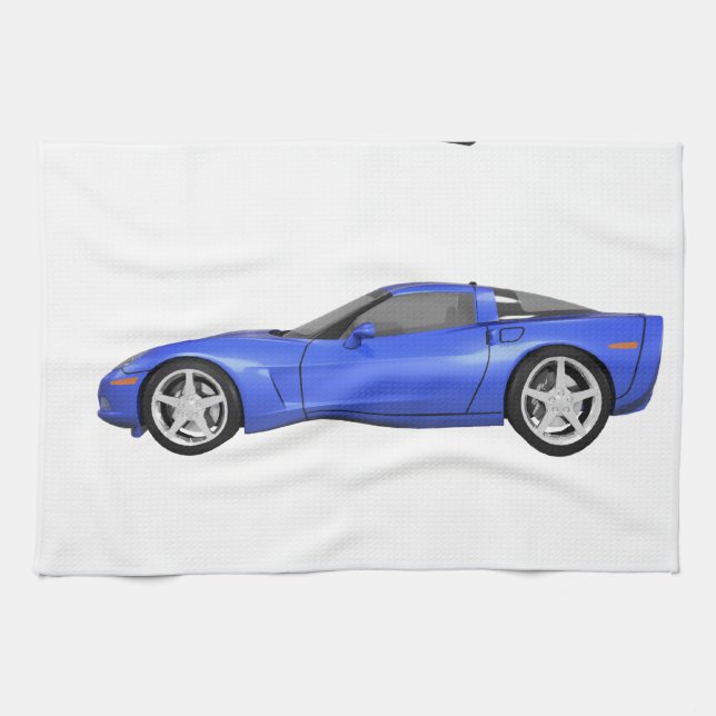 Blue Corvette: Tea Towel (Horizontal)