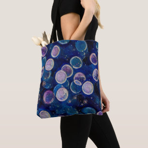 Blue Cosmic Orbs Tote Bag