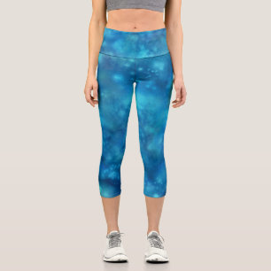 Blue Cosmic Shining Abstraction Capri Leggings