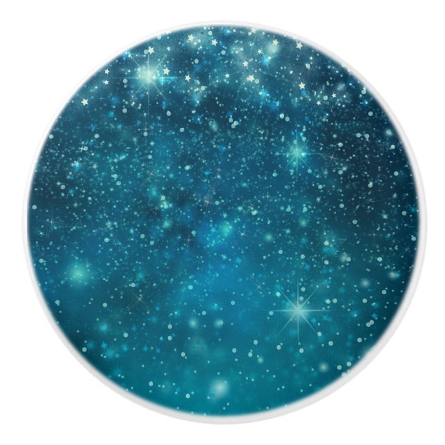 Blue Cosmic Spacey Starry Sky Ceramic Knob (Front)