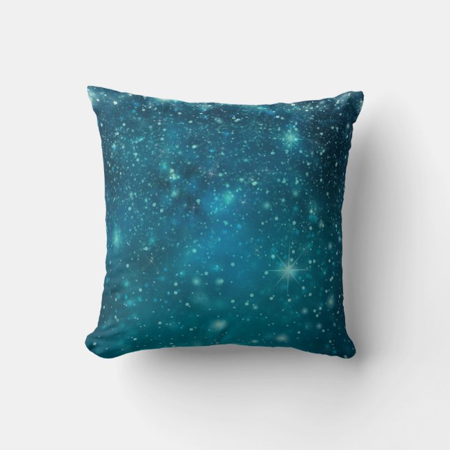 Blue Cosmic Spacey Starry Sky Cushion (Front)