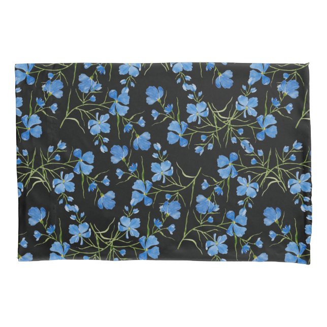 Blue Cosmos Flowers Pillowcase (Front)