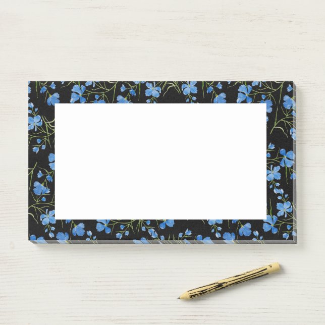 Blue Cosmos Flowers Post-it Notes (On Desk)