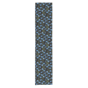 Blue Cosmos Flowers Short Table Runner