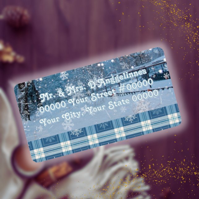 Blue Cosy Plaid Winter Address Label (Creator Uploaded)