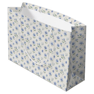 Blue Cottagecore Wildflowers Botanical Print Large Gift Bag