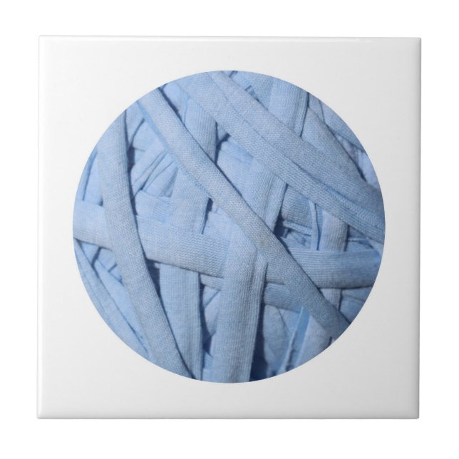 Blue Cotton Yarn Material Texture  Ceramic Tile (Front)