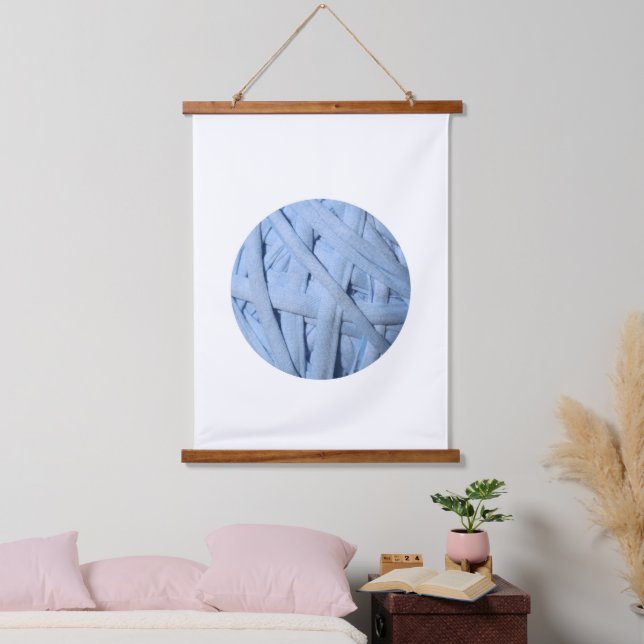 Blue Cotton Yarn Material Texture Hanging Tapestry (Bedroom)