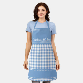 Blue Country Gingham Decor Farmhouse Personalised Apron