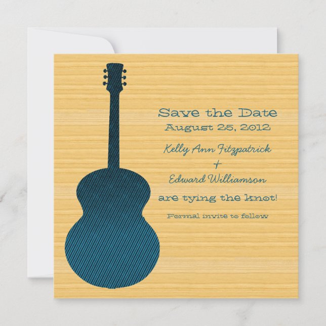 Blue Country Guitar Save the Date Invite (Front)