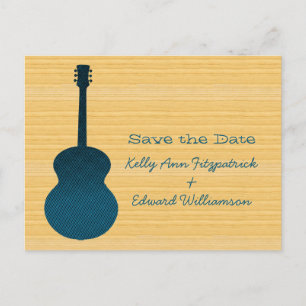 Blue Country Guitar Save the Date Postcard
