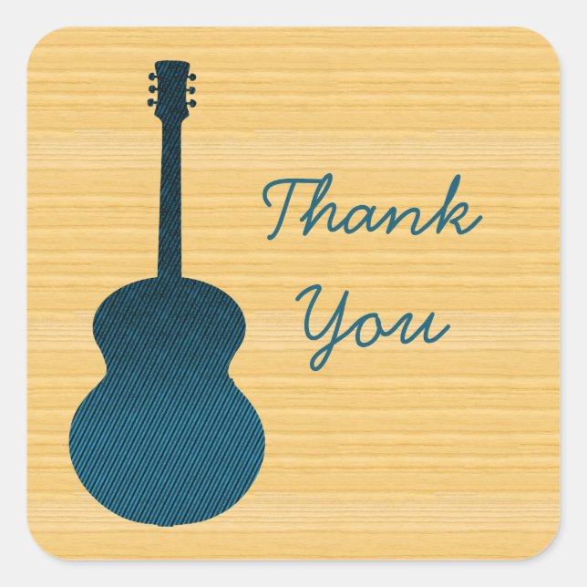 Blue Country Guitar Thank You Stickers (Front)