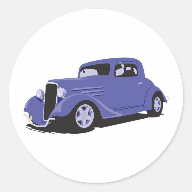 Blue Coupe Classic Round Sticker (Front)