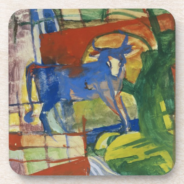 Blue Cow, 1914 (tempera on paper) Coaster (Front)