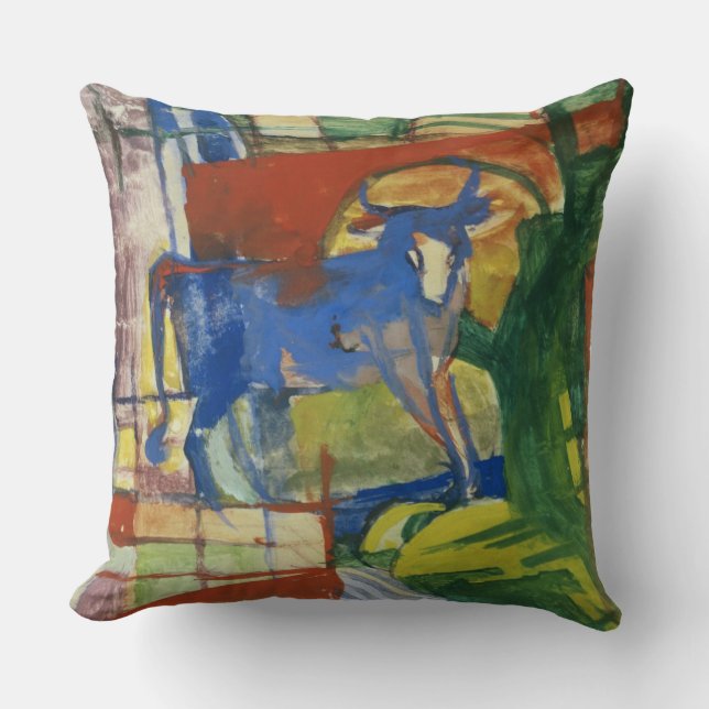 Blue Cow, 1914 (tempera on paper) Cushion (Front)