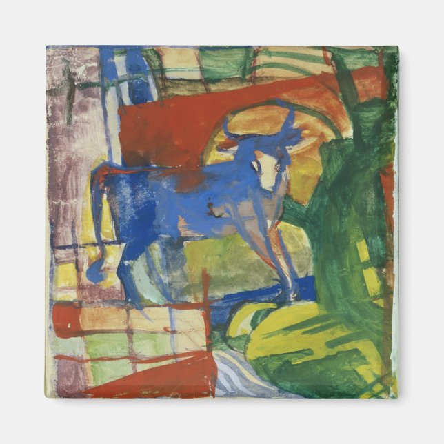 Blue Cow, 1914 (tempera on paper) Magnet (Front)