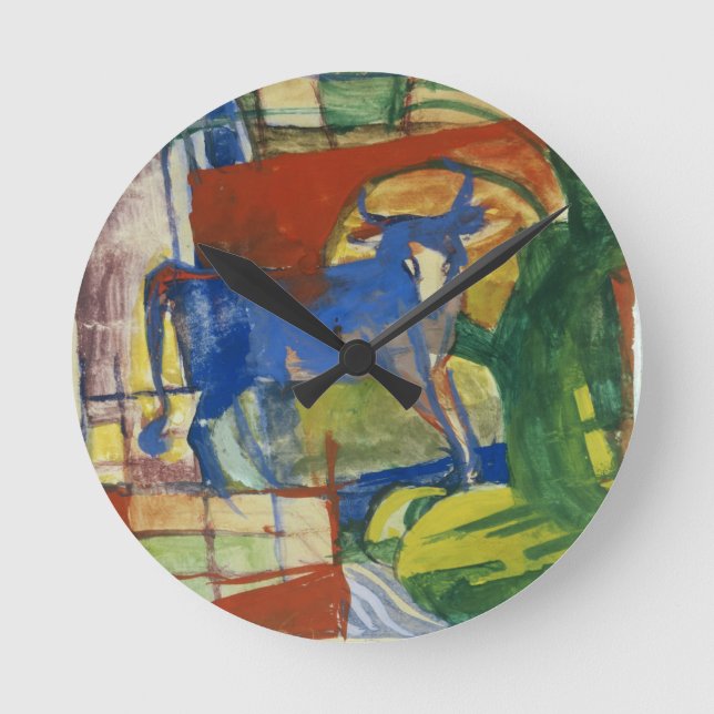 Blue Cow, 1914 (tempera on paper) Round Clock (Front)