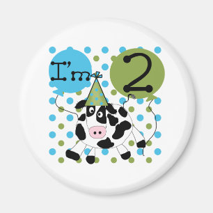 Blue Cow 2nd Birthday Magnet