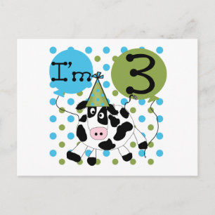 Blue Cow 3rd Birthday Tshirts and Gifts Postcard