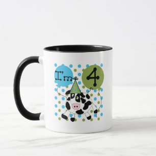 Blue Cow 4th Birthday Tshirts and Gifts Mug