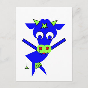 Blue Cow Postcard