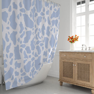Blue Cow Spots Animal Print Pattern Shower Curtain