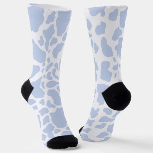 Blue Cow Spots Animal Print Pattern Socks