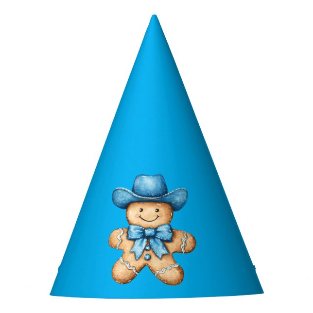 Blue Cowboy Birthday Party Hat (Front)