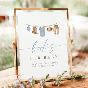 Blue Cowboy Clothesline Books for Baby Poster