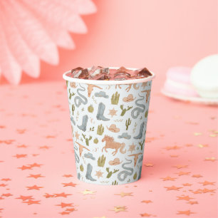 Blue Cowboy Pattern Baby Shower Paper Cups
