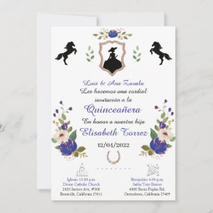 Blue ,Cowgirl Western Invitation,Quinceanera Ranch