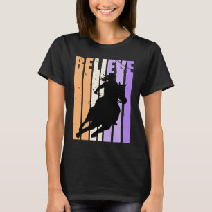 Blue Cowgirls Barrel Racing Believe Vintage Distre T-Shirt