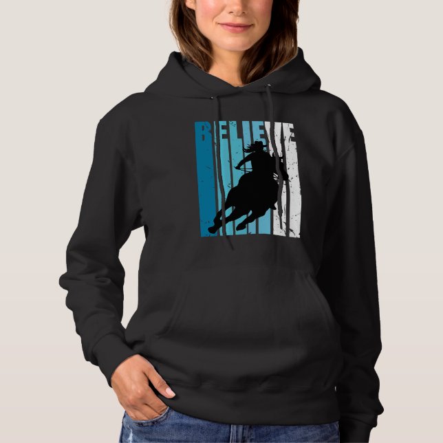 Blue Cowgirls Horse Riding Rider Retro Southern Co Hoodie (Front)