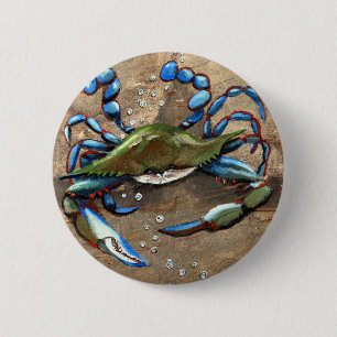 Blue Crab 6 Cm Round Badge