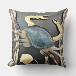 Blue Crab Abstract Art Outdoor Cushion