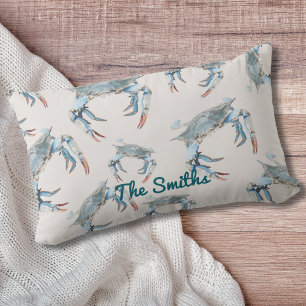 Blue Crab Accent Throw Pillow