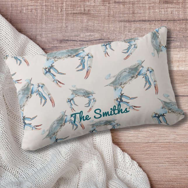 Blue Crab Accent Throw Pillow (Personalize this Maryland Blue Crab throw pillow for a touch of the Atlantic Caost!)