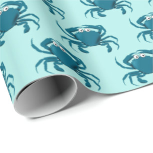 Blue Crab Beach Gift Wrap Wrapping Paper